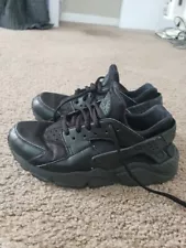 Nike Air Huarache Run Women's Size 8 Triple Black Running Shoes 634835-012