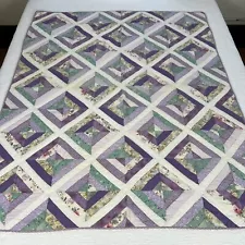 Donna Sharp Quilt 50x60 Cracker Barrel Old Country Store Purple Floral Cottage