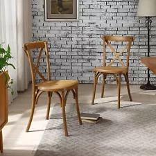 Set of 4 Farmhouse Dining Chairs Cross Back Chair Banquet Chairs For Kitchen