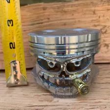 Hand Carved Piston Skull - Real Piston Used - Desk Ornament - Man Cave