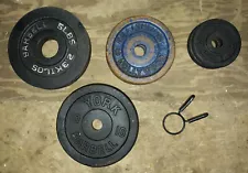 20YY50 BARBELL WEIGHTS, CAST IRON, MIXED BRANDS: OLYMPIC & STANDARD MIX, GC