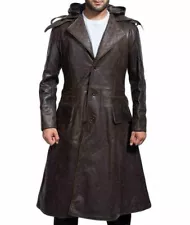 Assassins Creed Syndicate Jacob Frye's Jacket Brown Trench Leather Hoodie Coat