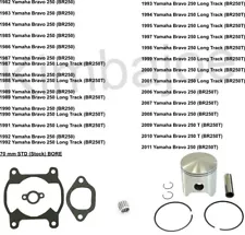 Yamaha Bravo 250 Long Track Sleds Listed 70 mm STD Stock BORE Piston Kit Rebuild (For: More than one vehicle)