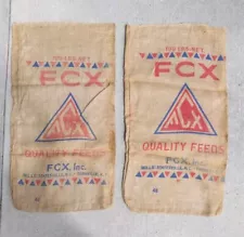 (2) FCX Burlap Feed Bags Sacks, 100 lbs. Bag, Statesville NC, Farmville NC