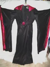 BLACK+PINK+Giant SPIDER Goth WITCH Gown ELVIRA Women's M/L VTG Halloween Costume