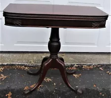 Antique Wood Converting Card Table, Fold Out Game Table with Storage