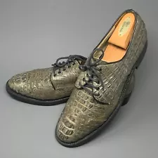 VENEZIA Genuine Alligator Hornback Hand Made Italian Derby Dress Shoes, Men’s 10