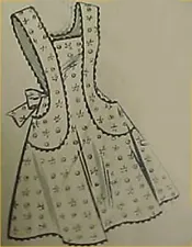 Vintage Apron Pattern Bib Full Size Classic Details Sewing Fabric Project