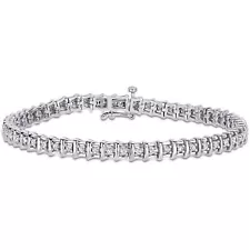 Amour Sterling Silver 1 CT TW Diamond Tennis Bracelet