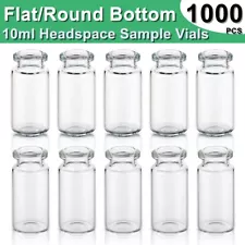 100pcs 10mL Clear Headspace Vial 20mm Crimp Top Glass Bottle Flat / Round Bottom