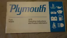 1978 Plymouth Fury Volare Operating instructions & product info owners manual