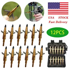 12Pcs Golden Swhacker Broadheads 100 Grain 1.75" Cut Compound Bow Crossbow Tips