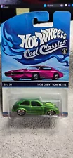 HOT WHEELS COOL CLASSICS 1976 CHEVY CHEVETTE W/RETROSLOTS SPECTROFROST GREEN