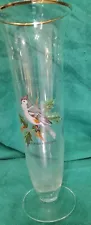 Trumpet Vase With A Tufted Titmouse Gold Trim On Rim Delicate And Pretty