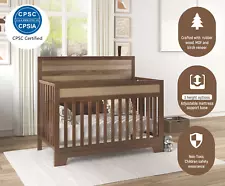 Wooden Baby Crib, CERTIFIED Baby Safe Crib, Pine Wood Toddler Bed Adjustable