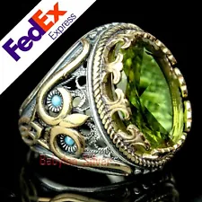 Alexandrite Change Color Stone 925 Sterling Silver Turkish Men's Ring All Sizes