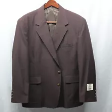 NEW Deadstock Vtg 50R Brown Polyester 90s Gold Button Blazer Sport Coat