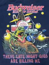 Vintage Budweiser T Shirt W/ Ferret & Lizards Late Night Gigs Rare 90’s Frog Era