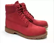 Timberland Men's Red 6 Inch Leather Boots Shoes Waterproof Style A41UR Size 11 M