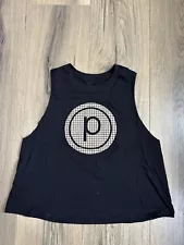 Pure Barre Black Tank Top Size Medium Muscle Cut Cropped Racerback EUC