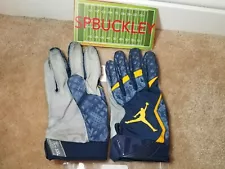 NIKE JORDAN VAPOR JET 4 NCAA MICHIGAN WOLVERINES FOOTBALL GLOVES LEATHER PALMS N