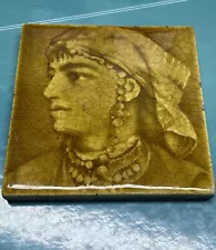 Antique Portrait Fireplace Tile AETCo Limited American Encaustic Tiling Co