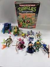 Vintage Teenage Mutant Ninja Turtles 9 Figure Lot Collector's Case 1991 Vehicle