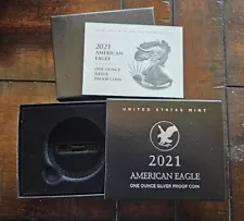 2021-W (Type 2) Proof $1 American Silver Eagle Box & COA | No Coin