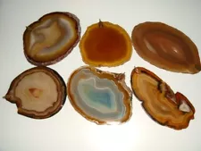 6 OLD BRAZILIAN AGATE SLABS POLISHED ON BOTH SIDES FOR WIND CHIMES 1 + POUND