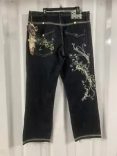 Men's Baggy Artful Dodger Y2K Guns Embroidered Denim Jeans Size 40x34