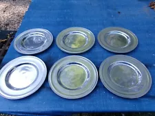 Six Wilton Pewter 8 1/2" wide Sandwich or Small Dinner Plates