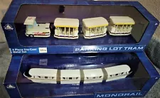 Disney World Parks Parking Lot Tram & Gold Monorail Die Cast set Bundle *New*