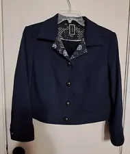 Womens Nicole Miller For Mary Kay Blazer Jacket Blue Size 4P