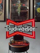 Vintage 90s Early BUDWEISER 20” Bow Tie Light Beer Neon Sign TESTED & WORKING!