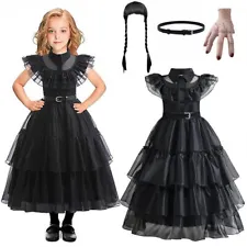 Cosplay Addams Family Wednesday Party Halloween Dress Book Week Costume for Kids