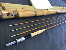 Vintage Hardy The Fairy 9ft split bamboo Fly Fishing Rod + Makers Bag Tube 1920