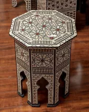 Egyptian Side Table, 20 Height Mother of Pearl Bedside Coffee Table