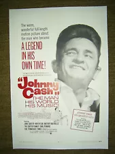 Johnny Cash original movie poster from 1969 " The Man, His World, His Music"