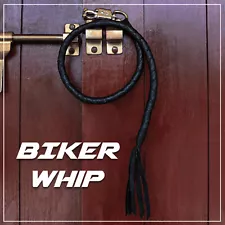 36" Leather Motorcycle Get Back Whip for Handlebar Black Unisex Motor Biker Whip