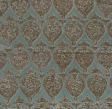 RAOUL TEXTILES Sari sea turquoise paisley linen remnant new