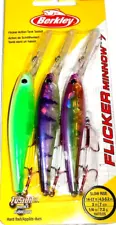 Berkley #7 Flicker Minnow Crankbaits (3-Pk-Morning Dew/Random Flash/SS of Purp)