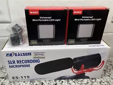 Ealsem Cameras Recording Microphone With 2 Universal Mini LED Light FLASH SALE