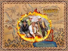 BONANZA BURNING MAP cast PONDEROSA FAN MADE print best CLEAR SHARP, ( 3 SIZES )