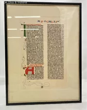 New ListingVintage Gutenberg Bible Replica Leaf c.1454 / Latin, Revelation 1 Framed