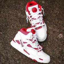 Reebok Pump Omni Zone II Mens White Red Leather Sneakers Shoes