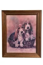 Basset Hound puppies vintage print