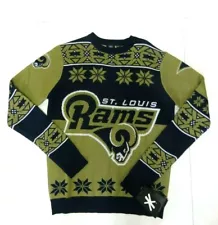 NWT NFL Team Apparel St. Louis Rams Crewneck Sweater Men's Size Med Ugly Sweater