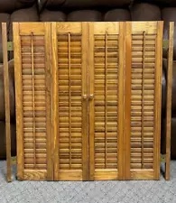 Vintage Wood Folding Louver Interior Window Shutters Salvage Shabby Rustic #3