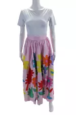 Mira Mikati Womens Pink Multicolor Printed Flower Maxi Skirt Size 36