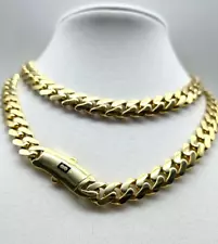 10K Yellow Gold Hollow Monaco Cuban Curb Link Chain Necklace 26" Inch, 9mm Wide